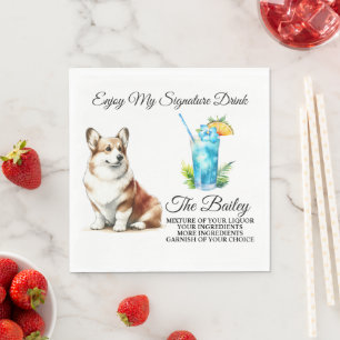 Servilleta De Papel Bebida característica de Bodas con Corgi Galés