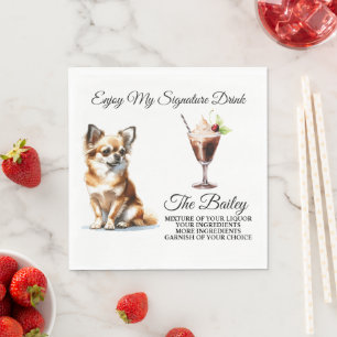 Servilleta De Papel Bebida característica de Chihuahua Boda Mascota