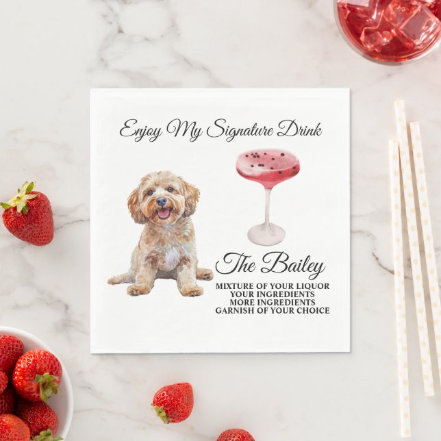 Servilleta De Papel Bebida característica para boda de perro Cockapoo (In situ)