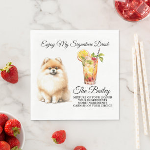 Servilleta De Papel Bebida característica Pomerania Boda Mascota