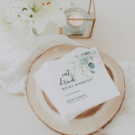 Servilleta De Papel Bebida Comida Estamos casados con Boda verde oro