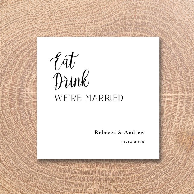 Servilleta De Papel Bebida Comida Nos casamos con toallas Bodas person (Eat Drink We Married Personalized Wedding Napkins)
