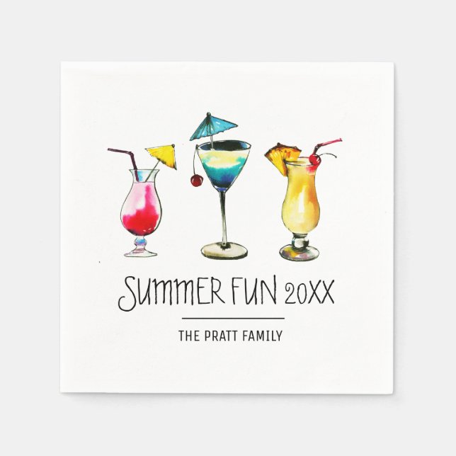 Servilleta De Papel Bebida de cóctel Fiesta de verano (Anverso)
