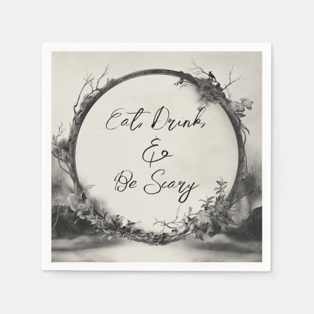 Servilleta De Papel Bebida de comer asustada Halloween (Anverso)