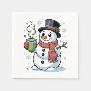 Servilleta De Papel Bebida de hombre de nieve de Navidad bebiendo Matc