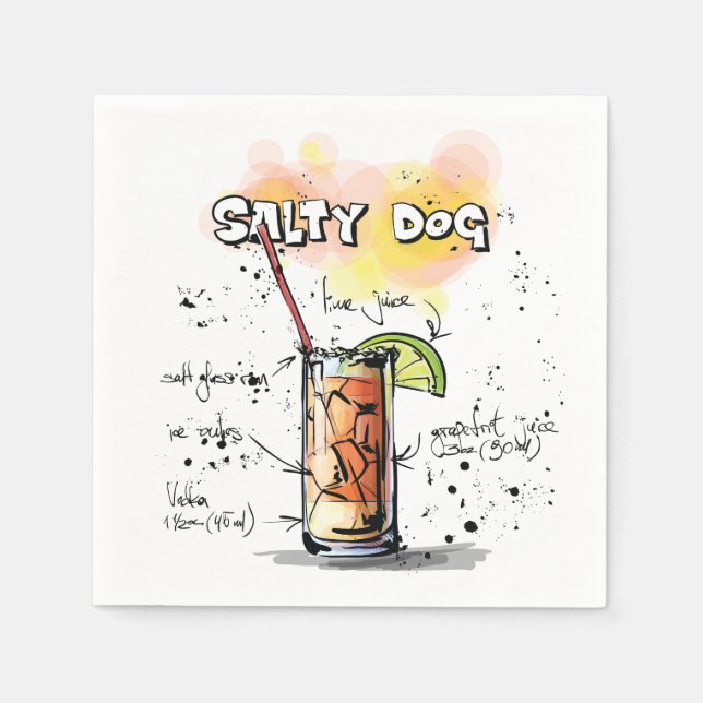 Servilleta De Papel Bebida de perro salada Receta Cocktail Napkin (Anverso)