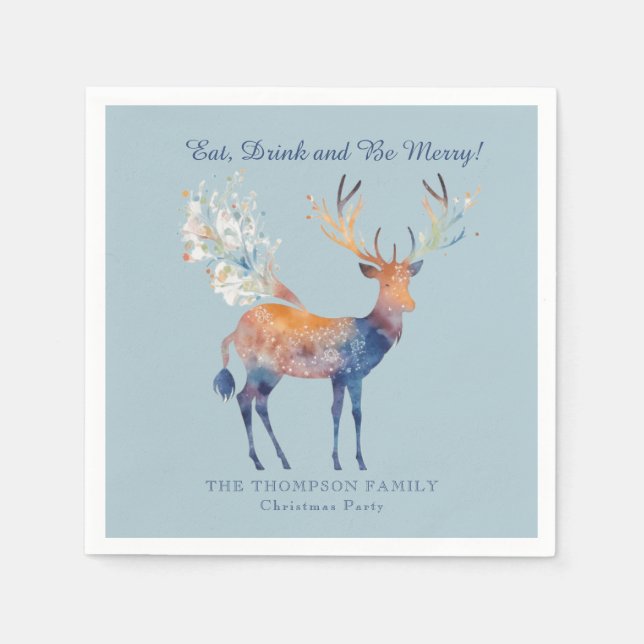 Servilleta De Papel Bebida de reno festivo sé Feliz Navidad (Anverso)