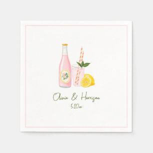 Servilleta De Papel Bebida Destacada de Limonada Rosa Bodas Cóctel Bar
