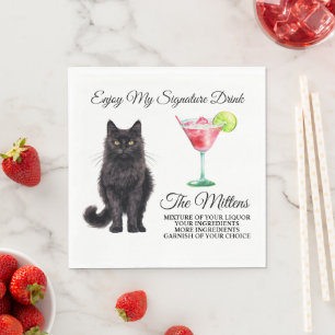 Servilleta De Papel Bebida emblemática gato asiático negro Boda mascot
