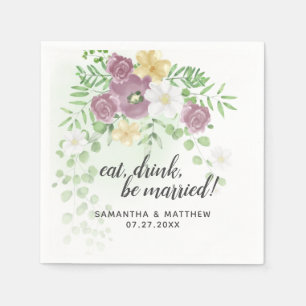 Servilleta De Papel Bebida Estar Casada Boda Primaria Floral