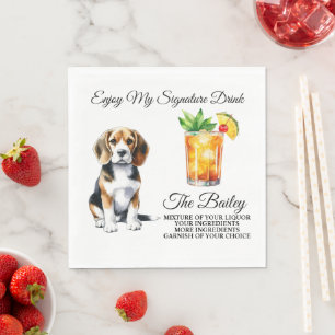 Servilleta De Papel Bebida Personalizada con Firma de Beagle Boda