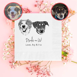 Servilleta De Papel Bebida Personalizada De Perro Blanco Y Negro Sobre