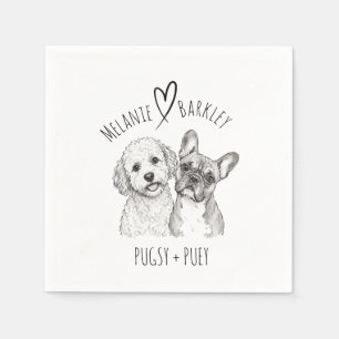 Servilleta De Papel Bebida personalizada para 2 perros negros y blanco