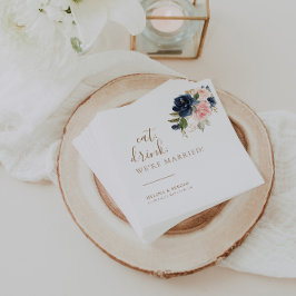 Servilleta De Papel Bebida rosa azul dorado Estamos casados con Boda