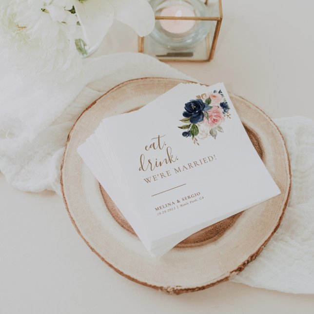 Servilleta De Papel Bebida rosa azul dorado Estamos casados con Boda (Subido por el creador)