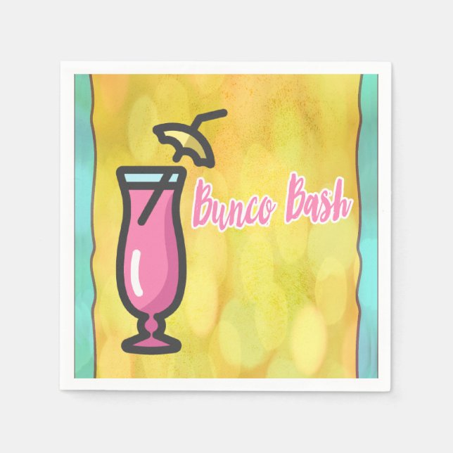 Servilleta De Papel Bebida Rosa Bunco Bash Fun Cocktail Napkin (Anverso)