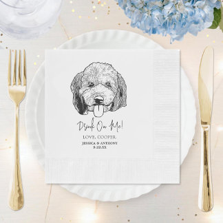 Servilleta De Papel Bebida simple sobre mí Boda de dibujo a mano de pe