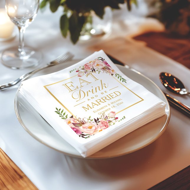 Servilleta De Papel Bebida y Moda elegante casada oro floral (Subido por el creador)