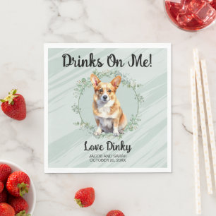 Servilleta De Papel ¡Bebidas a mi cuenta! Bodas de perro Corgi