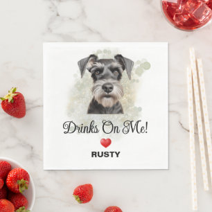 Servilleta De Papel Bebidas a mi cuenta Miniatura Schnauzer Boda