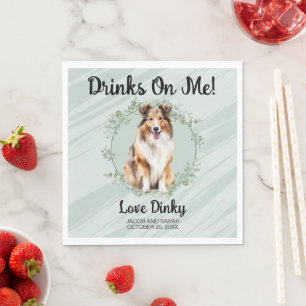 Servilleta De Papel ¡Bebidas a mi cuenta! Perro de bodas Shetland Shee
