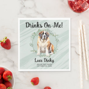 Servilleta De Papel ¡Bebidas a mi cuenta! Perro San Bernardo boda masc