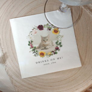 Servilleta De Papel Bebidas a Nuestra Cuenta Foto de Mascota Moderna y