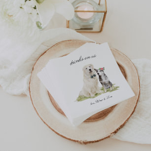 Servilleta De Papel Bebidas a nuestro cargo Boda de perro de mascota