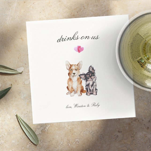 Servilleta De Papel Bebidas a nuestro cargo | Boda de perro de mascota (Subido por el creador)