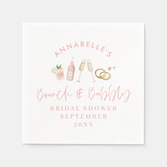 Servilleta De Papel Bebidas acuáticas brunch y ducha de novia burbujea (Anverso)