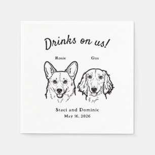 Servilleta De Papel Bebidas Adorables De Nosotros Corgi Dachshund Boda