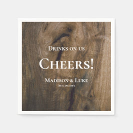 Servilleta De Papel ¡Bebidas con nosotros! Boda Rustic Wood