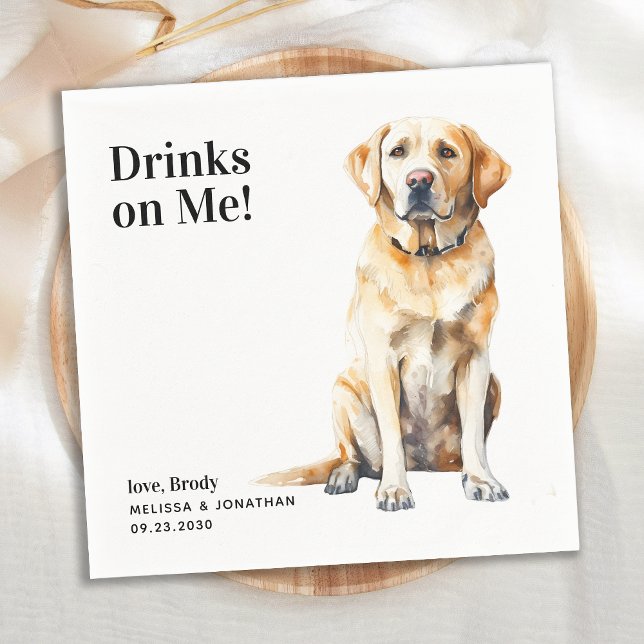 Servilleta De Papel Bebidas Cuestas Sobre Mí Boda Perro Amarillo Labra (Subido por el creador)