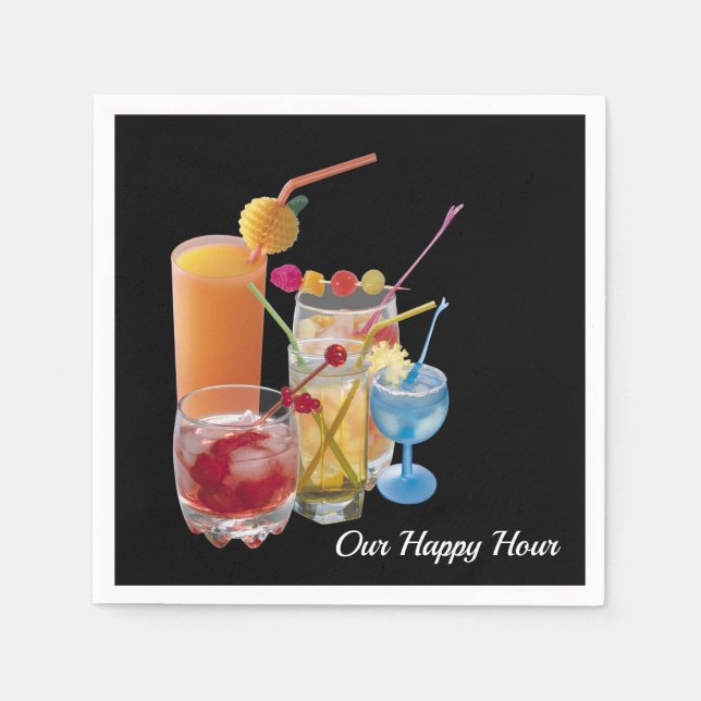 Servilleta De Papel Bebidas de cóctel Happy Hour (Anverso)