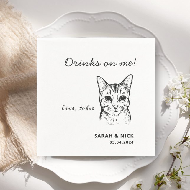 Servilleta De Papel Bebidas De Gato Cuestas En Mi Boda (Subido por el creador)
