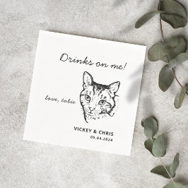 Servilleta De Papel Bebidas De Gato Cuestas En Mi Boda Mascota