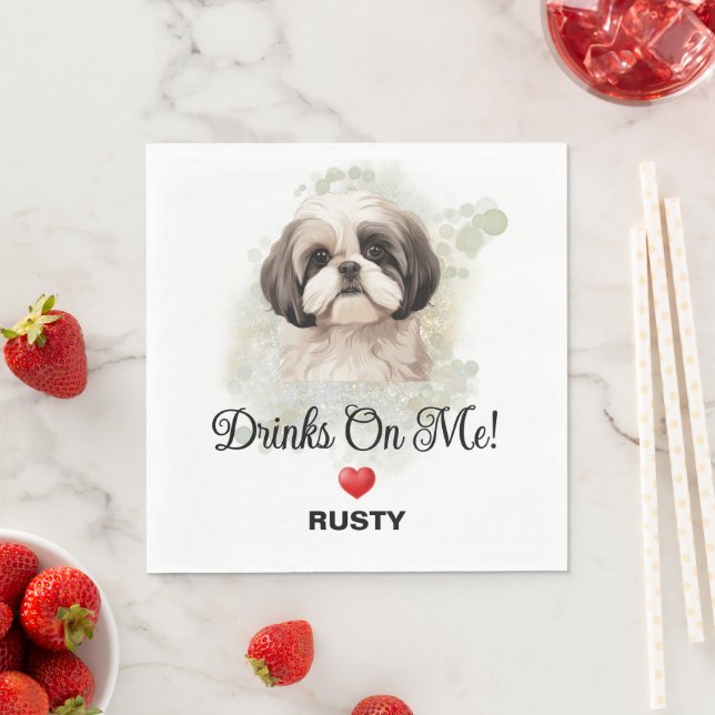 Servilleta De Papel Bebidas de Mi Boda de Shih Tzu (In situ)