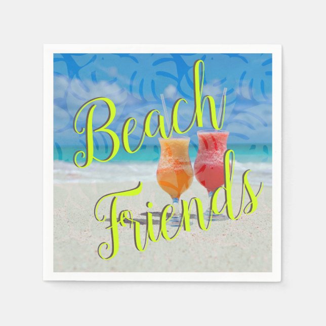 Servilleta De Papel Bebidas en la Playa Amigos Decir (Anverso)