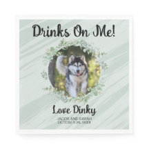 Bebidas en las servilletas conmigo con la foto de 