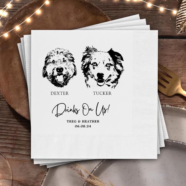 Servilleta De Papel Bebidas En Mascotas Estadounidenses Boda De Dibujo (Subido por el creador)