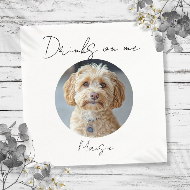 Servilleta De Papel Bebidas En Mi Mascota Perro Boda De Fotografía (Drinks On Me Pet Dog Photo Wedding Napkins)