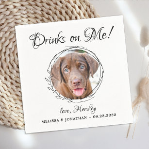 Servilleta De Papel Bebidas En Mí Mascota Personalizado Boda De Perros