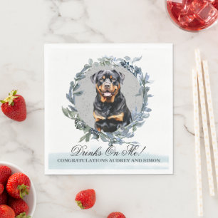 Servilleta De Papel ¡Bebidas en mi! Perro Rottweiler boda mascota