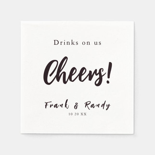 Servilleta De Papel Bebidas En Nosotros Saludan A Simple Boda Minimali (Anverso)