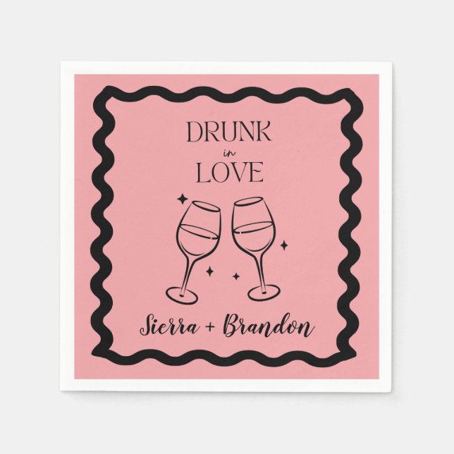 Servilleta De Papel Bebidas Enamoradas Boda Personalizado (Anverso)