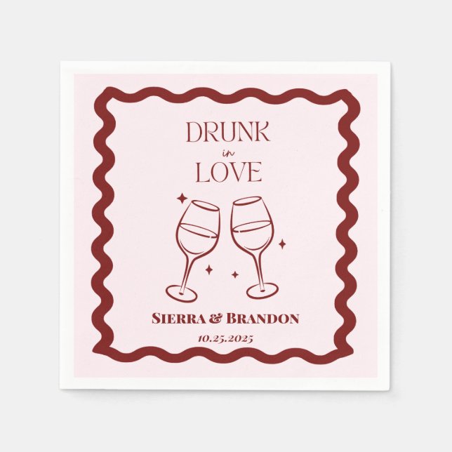 Servilleta De Papel Bebidas Enamoradas Ropas De La Fiesta De La Boda P (Anverso)