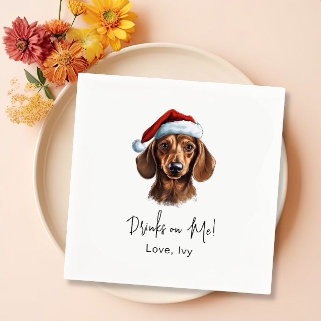 Servilleta De Papel Bebidas Personalizadas De Perro Dachshund Sobre Mí (Subido por el creador)
