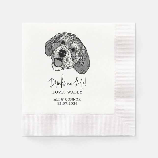 Servilleta De Papel Bebidas personalizadas de perro de Bernedoodle sob (Anverso)
