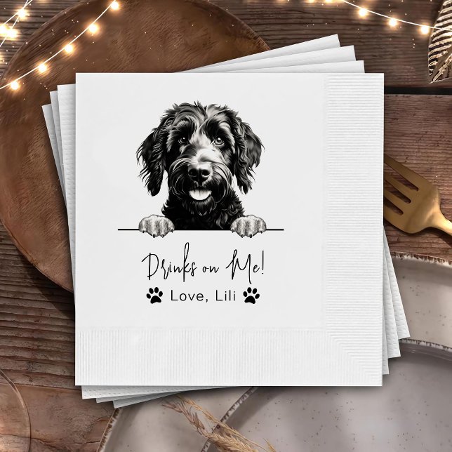 Servilleta De Papel Bebidas Personalizadas De Perro Goldendoodle Sobre (Subido por el creador)