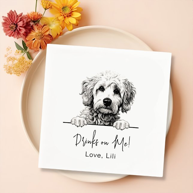 Servilleta De Papel Bebidas Personalizadas De Perro Goldendoodle Sobre (Subido por el creador)